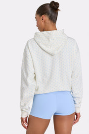 Oh Polly Oversized Applique Hoodie sweat femme écru pois