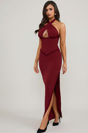 Oh Polly Penelope 10950 robe maxi corset rouge halter