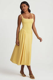 Oh Polly Aireen robe midaxi jaune pastel modal