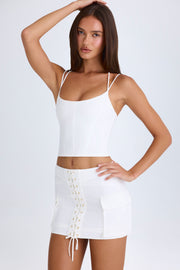 Oh Polly Mali 9414 mini jupe cargo blanche à lacets