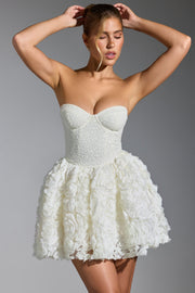 Oh Polly Embellished Evanthe 8064 robe mini corset blanc fleurs
