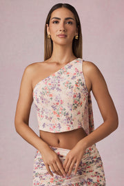Oh Polly Rae top asymétrique une épaule primrose floral
