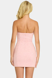 Oh Polly Basel mini robe bustier blush perlée