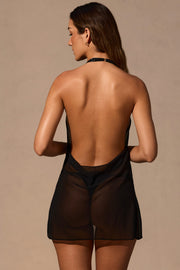 Oh Polly Iona mini robe noire dos nu col bénitier