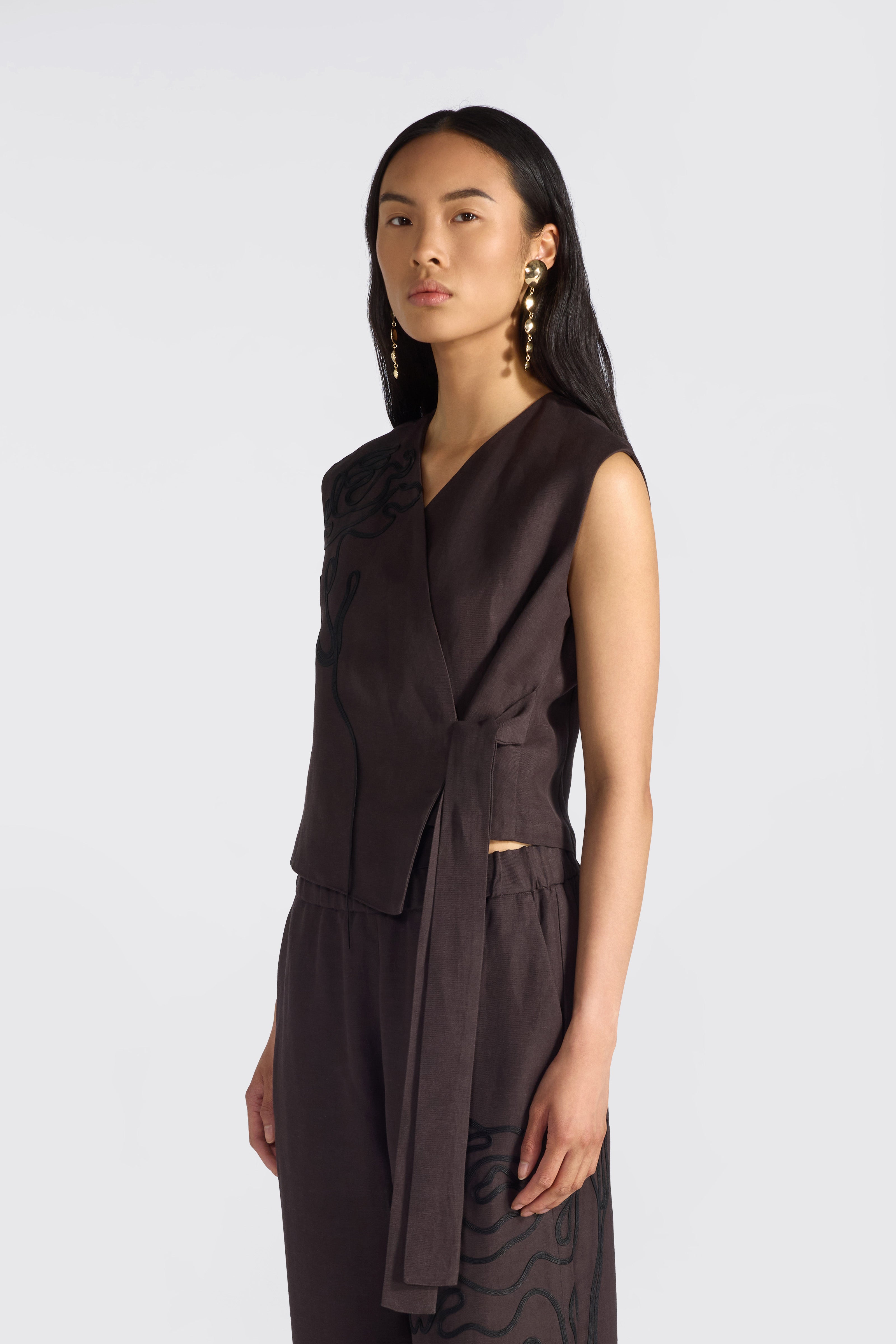 Liviana Conti Timothy gilet femme fondente viscose-lin