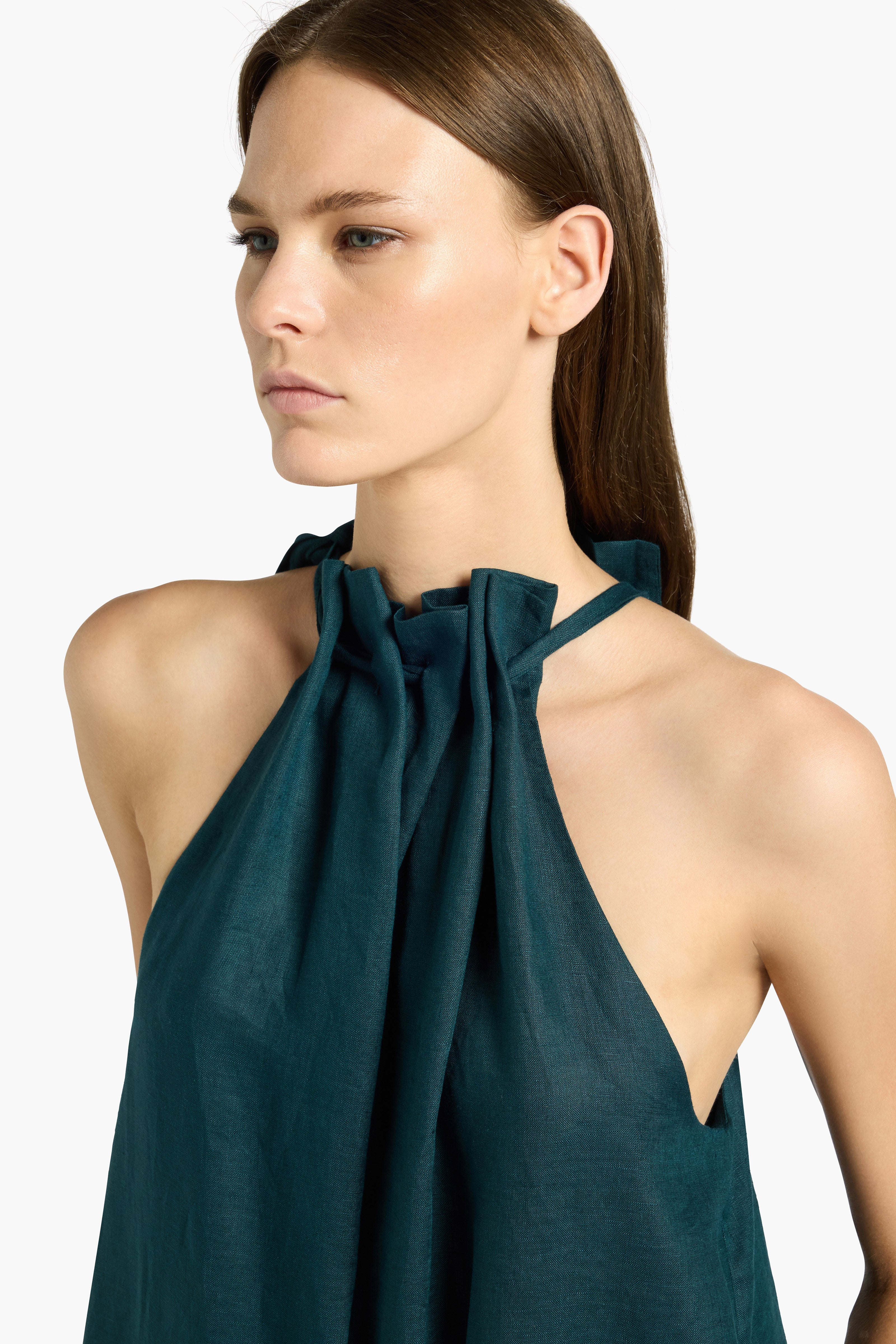 Liviana Conti Cora robe midi Eucalipto 100% lin