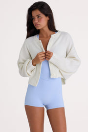 Oh Polly Knitwear Cardigan Court Ivoire Boutonné Col Rond