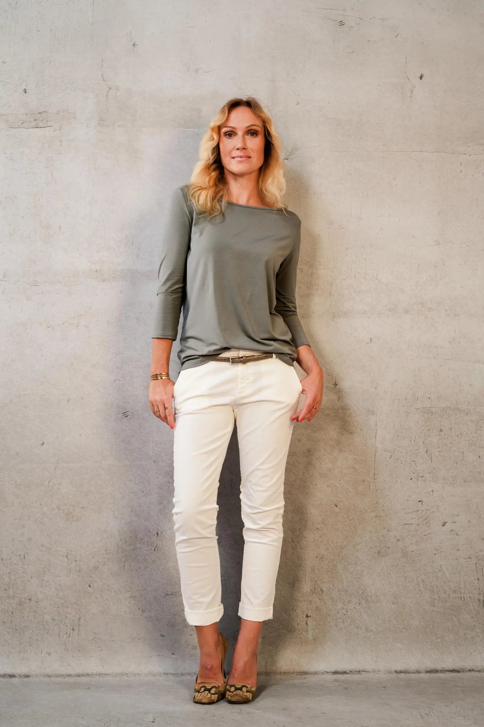 Thelma & Rose Méline haut col bateau kaki 36