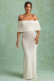 Oh Polly Dresses Naia maxi robe blanche épaules dénudées