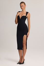 Oh Polly Dresses Aiko 9802 robe noire crêpe fente