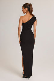 Oh Polly Maude robe maxi noire asymétrique fendue
