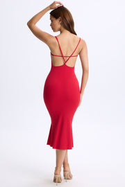 Oh Polly Lois Robe midi rouge modal dos nu