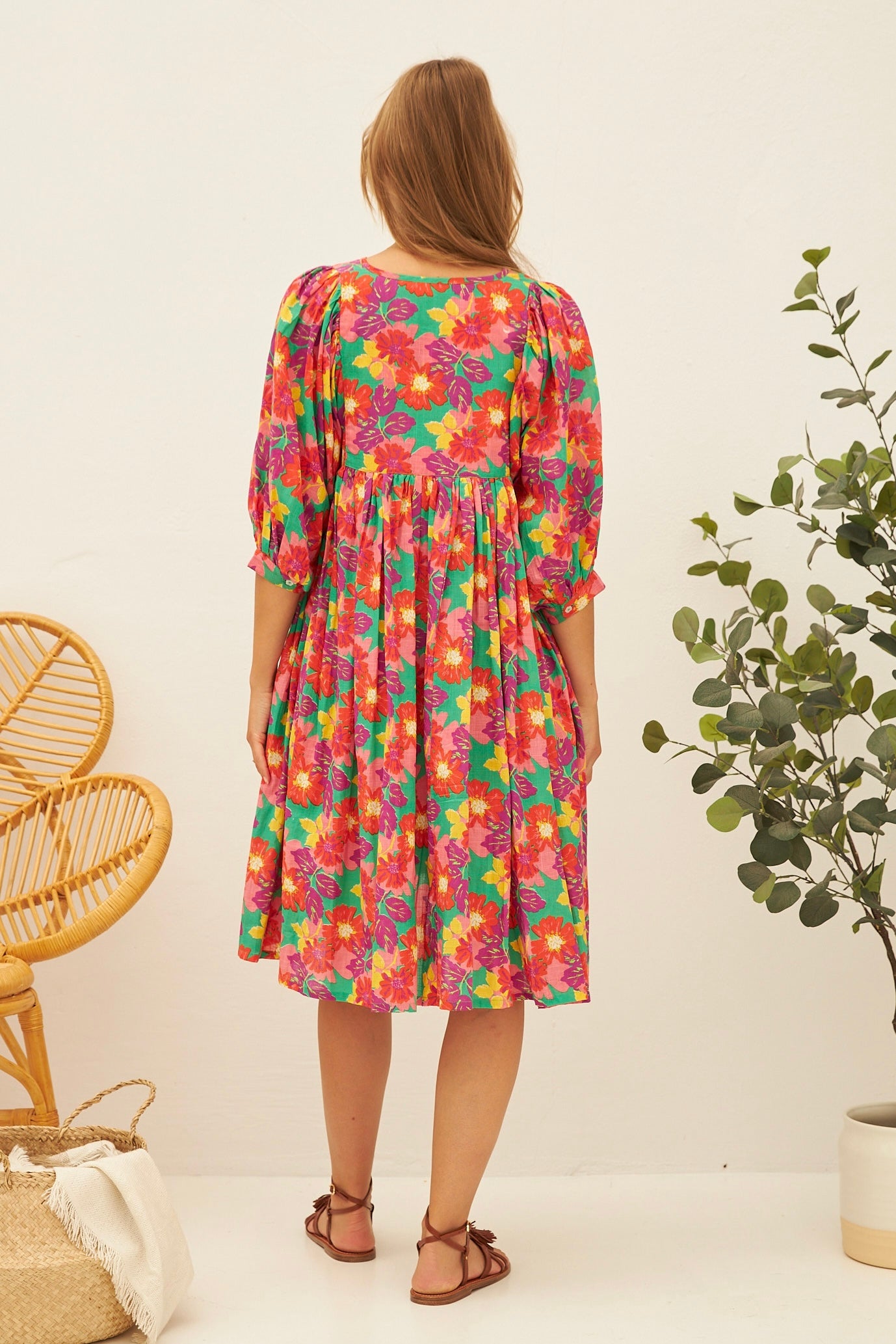 Chicosoleil Robes Nikita robe vert Jaipur coton