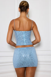 Oh Polly Nilsu mini jupe bleu clair sequins bodycon