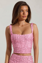 Oh Polly Lirael 14478 crop top col carré posy perles