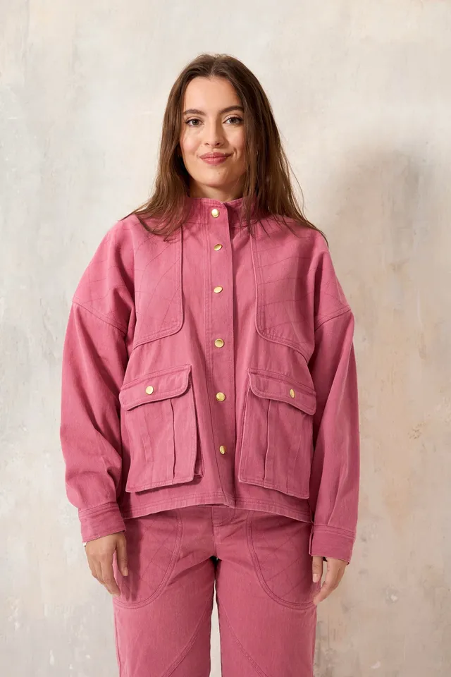 Chicosoleil Chenoa veste courte rose denim coton