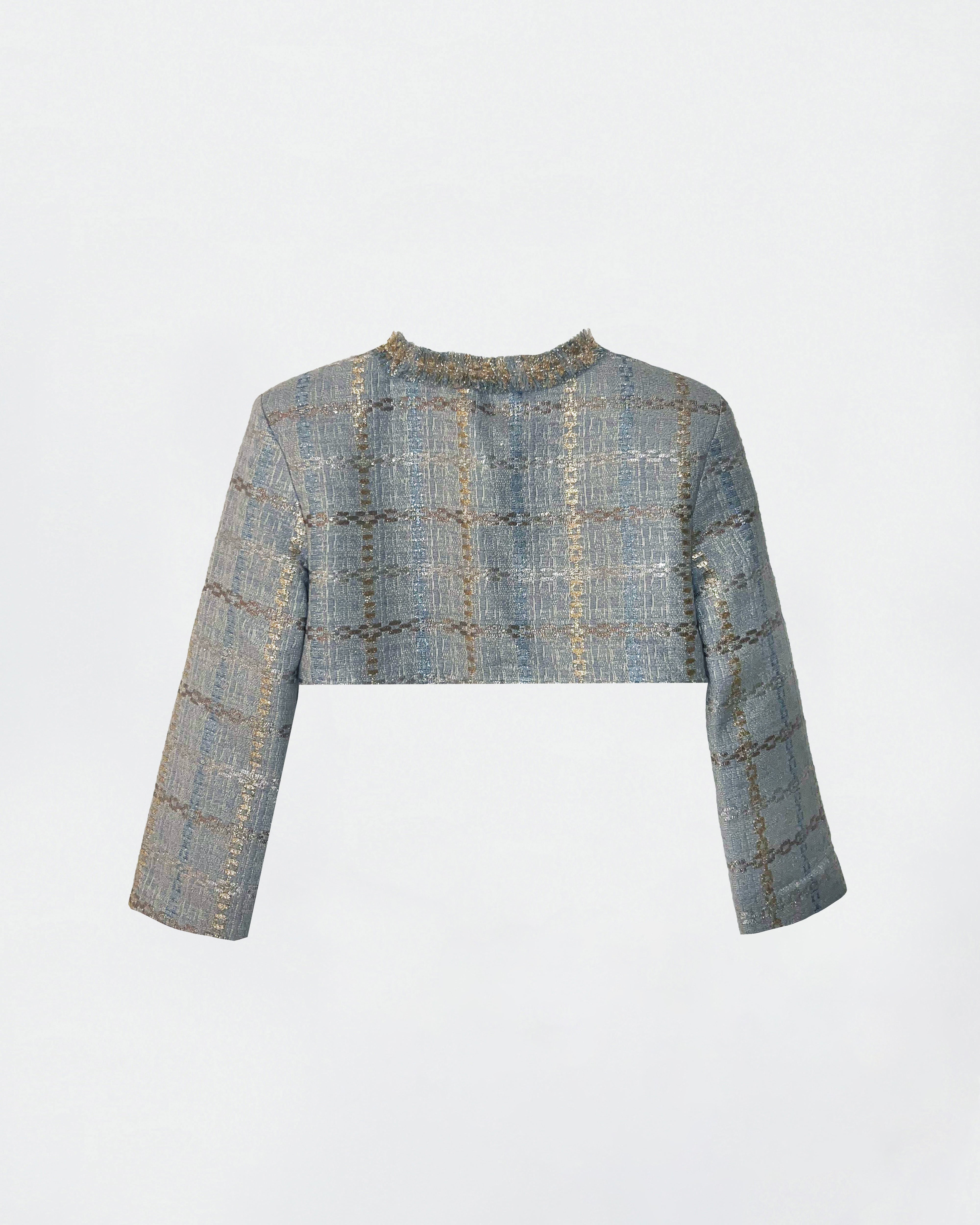 The Ethiquette Louise Atlantis veste tweed bleu doré