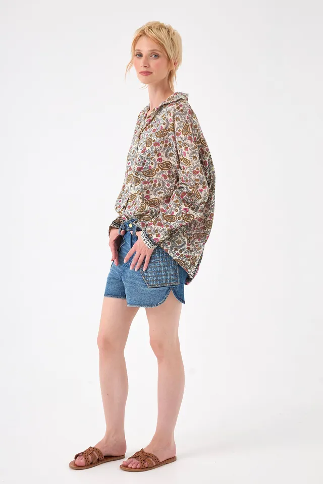 Chicosoleil Shany chemise coton rose mandala oversize