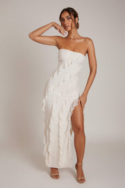 Oh Polly Nevali 5634 robe maxi ivoire volants