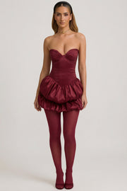 Oh Polly Laela robe mini corset satin rouge vin