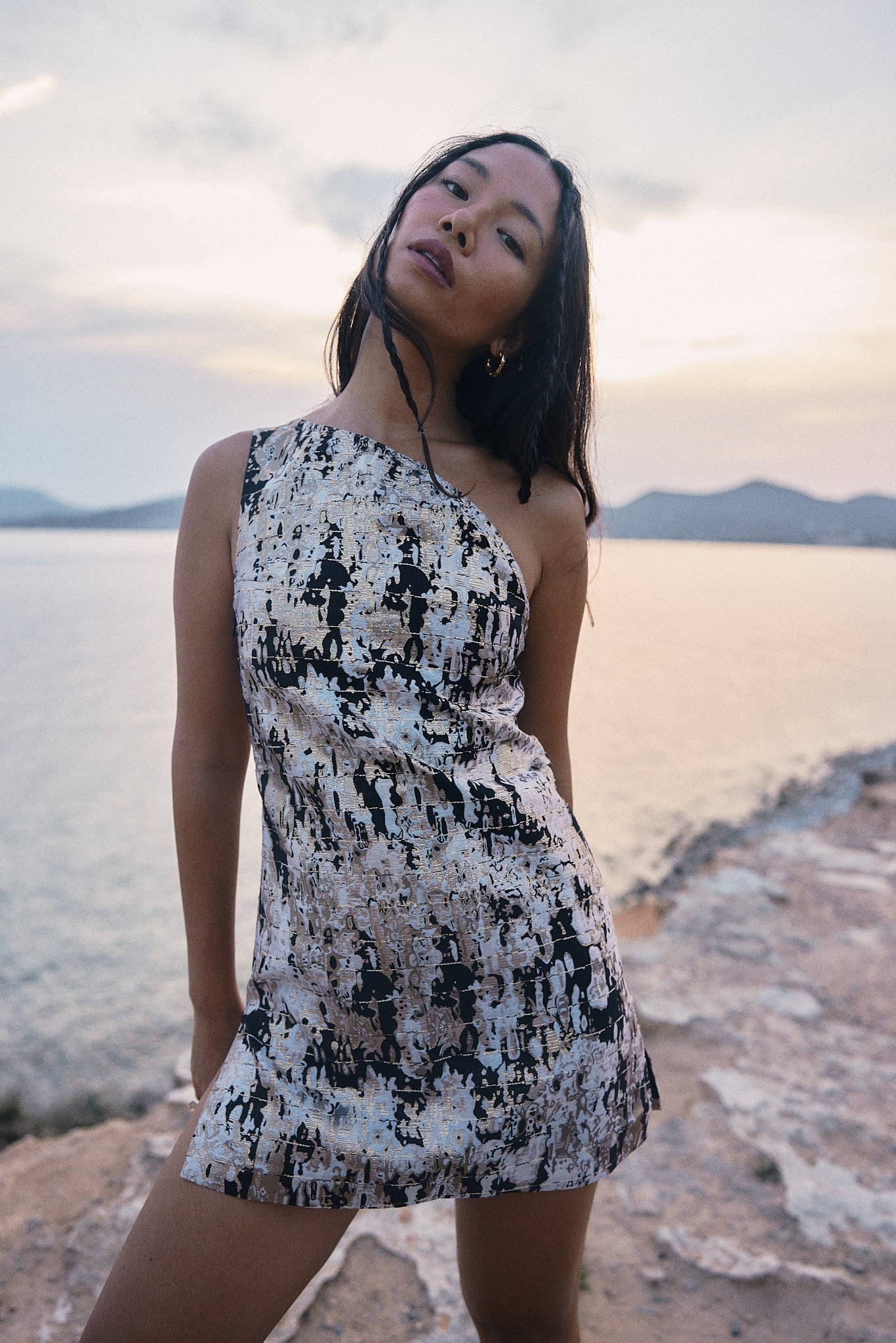 The Ethiquette Anabelle Robe jacquard Black Camouflage XS