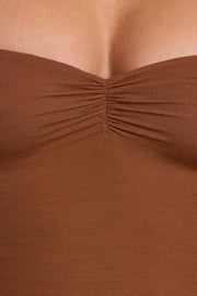 Oh Polly Perrie robe mini marron cachemire manches longues