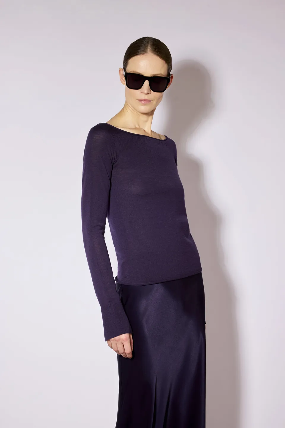 Liviana Conti Juna pull merino noir col bateau