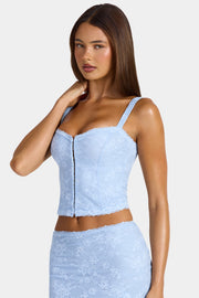 Oh Polly Tops Caraco Dentelle Bleu Arctique Stretch