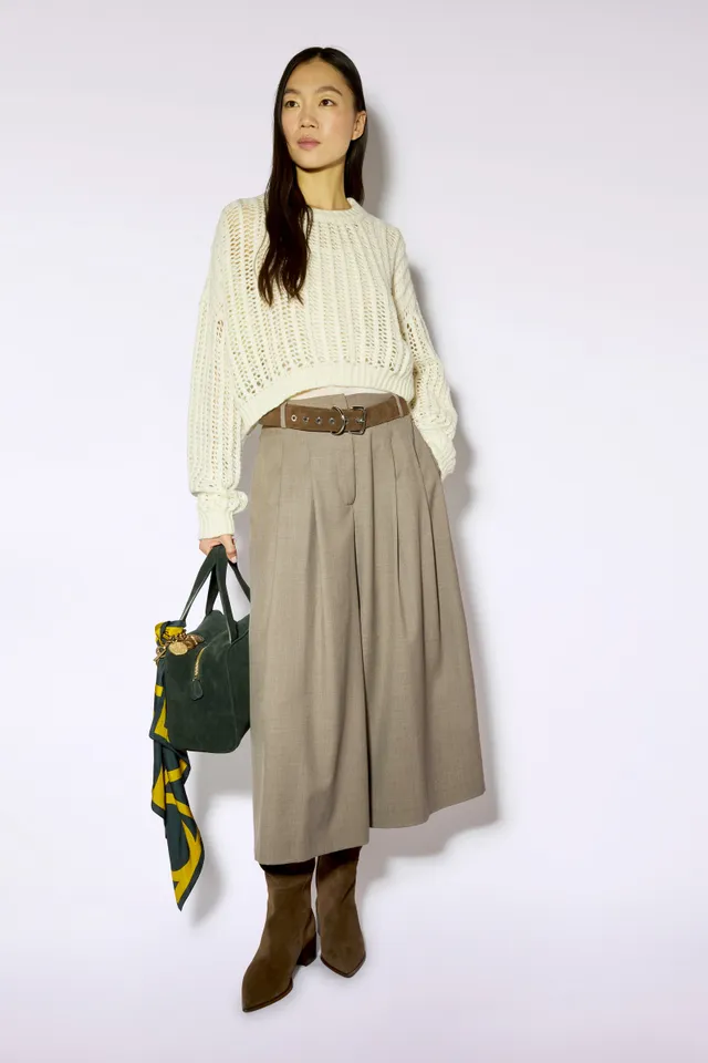 Liviana Conti Adam pantalon wide leg marron laine