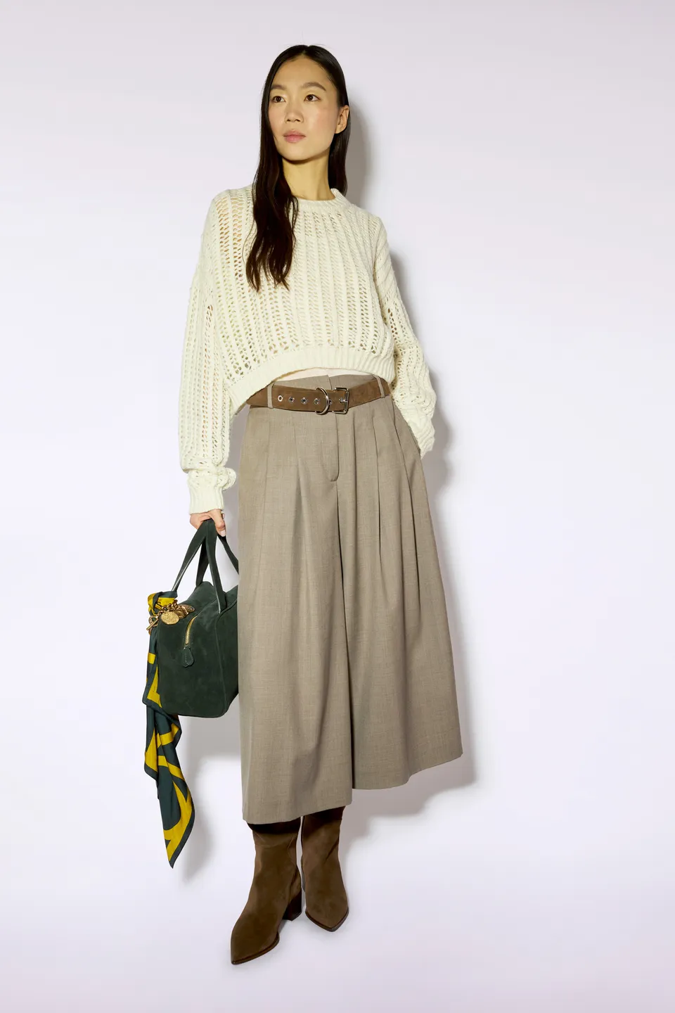 Liviana Conti Adam pantalon wide leg marron laine
