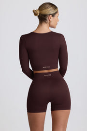 Oh Polly Super Sculpt BT2164 crop top chocolat manches longues