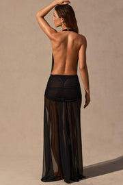 Oh Polly Anaya robe maxi Black fendue mesh