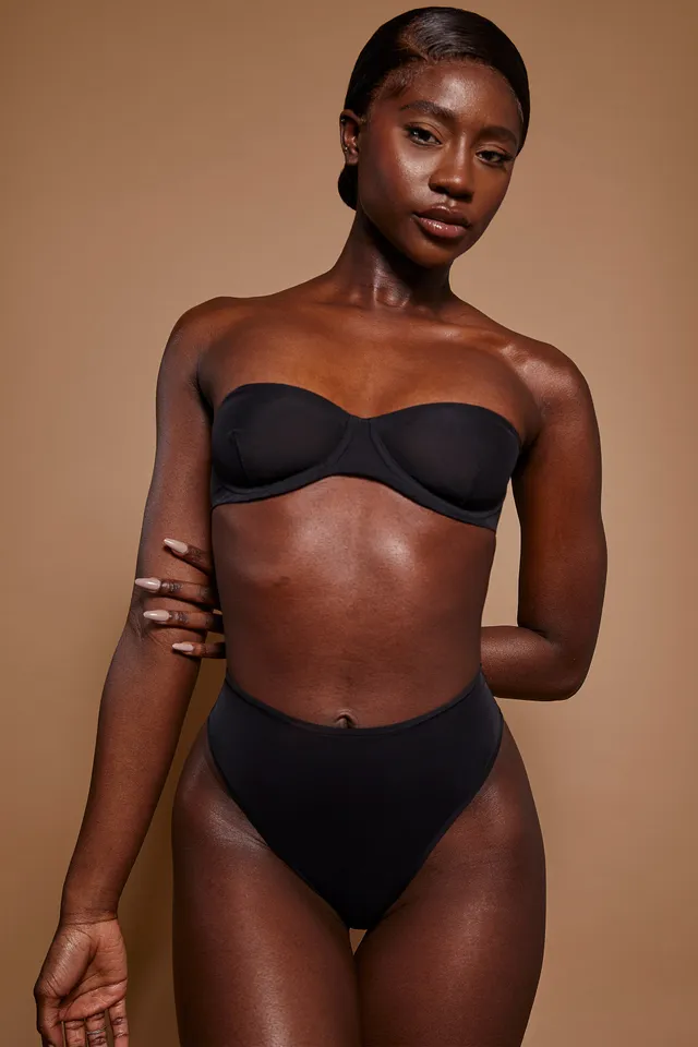 Oh Polly Intimates culotte taille haute noire mesh sans couture