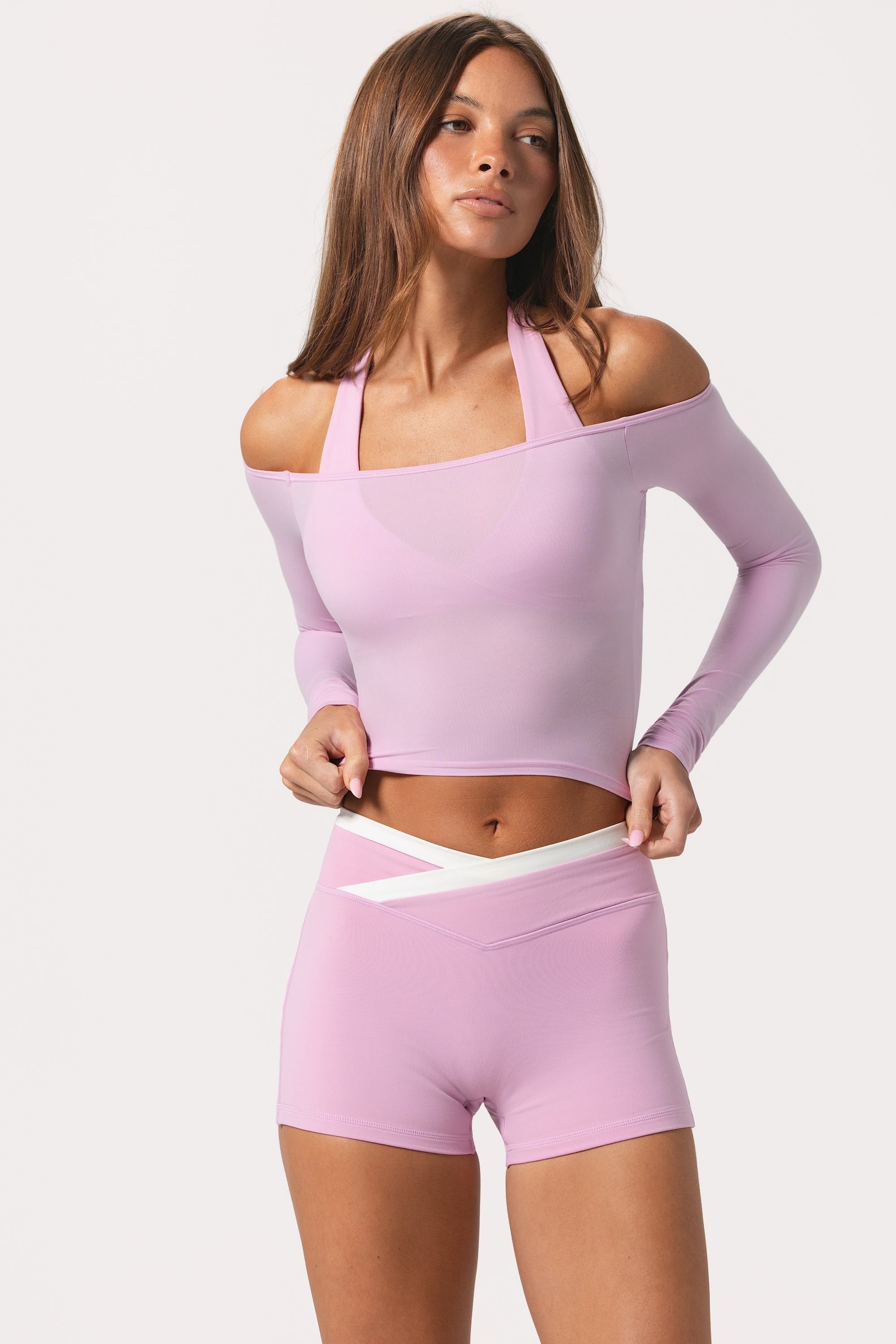 Oh Polly Tops Top Jersey Épaules Dénudées Rose Sweet Pink