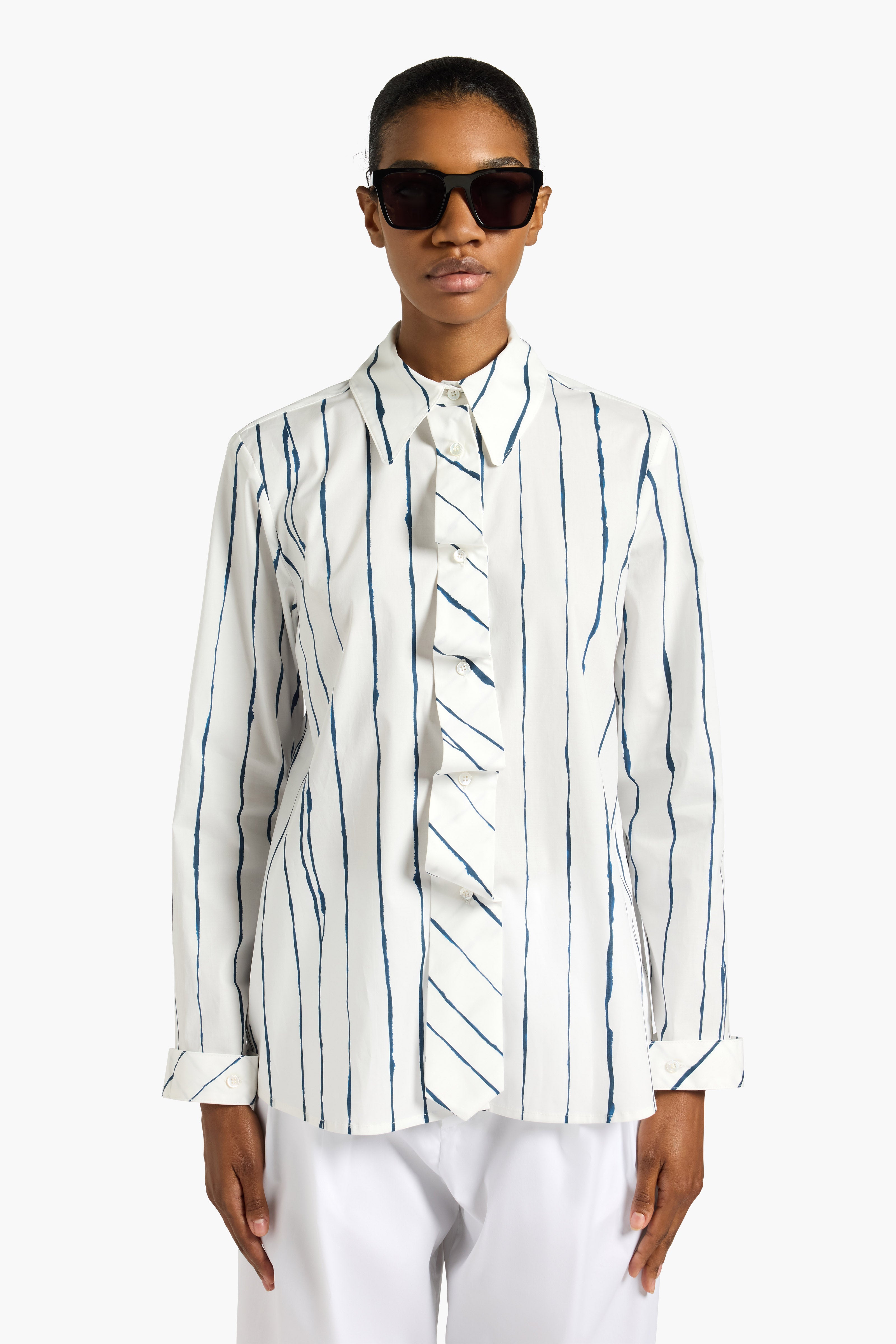 Liviana Conti Camicie Leonida chemise rayée col cravate