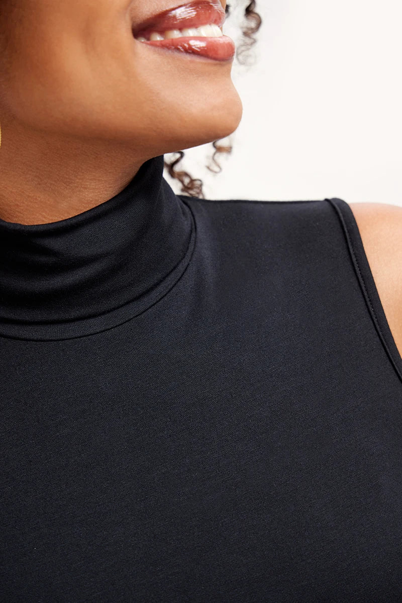THELMA & ROSE Alix top col roulé sans manches noir 38