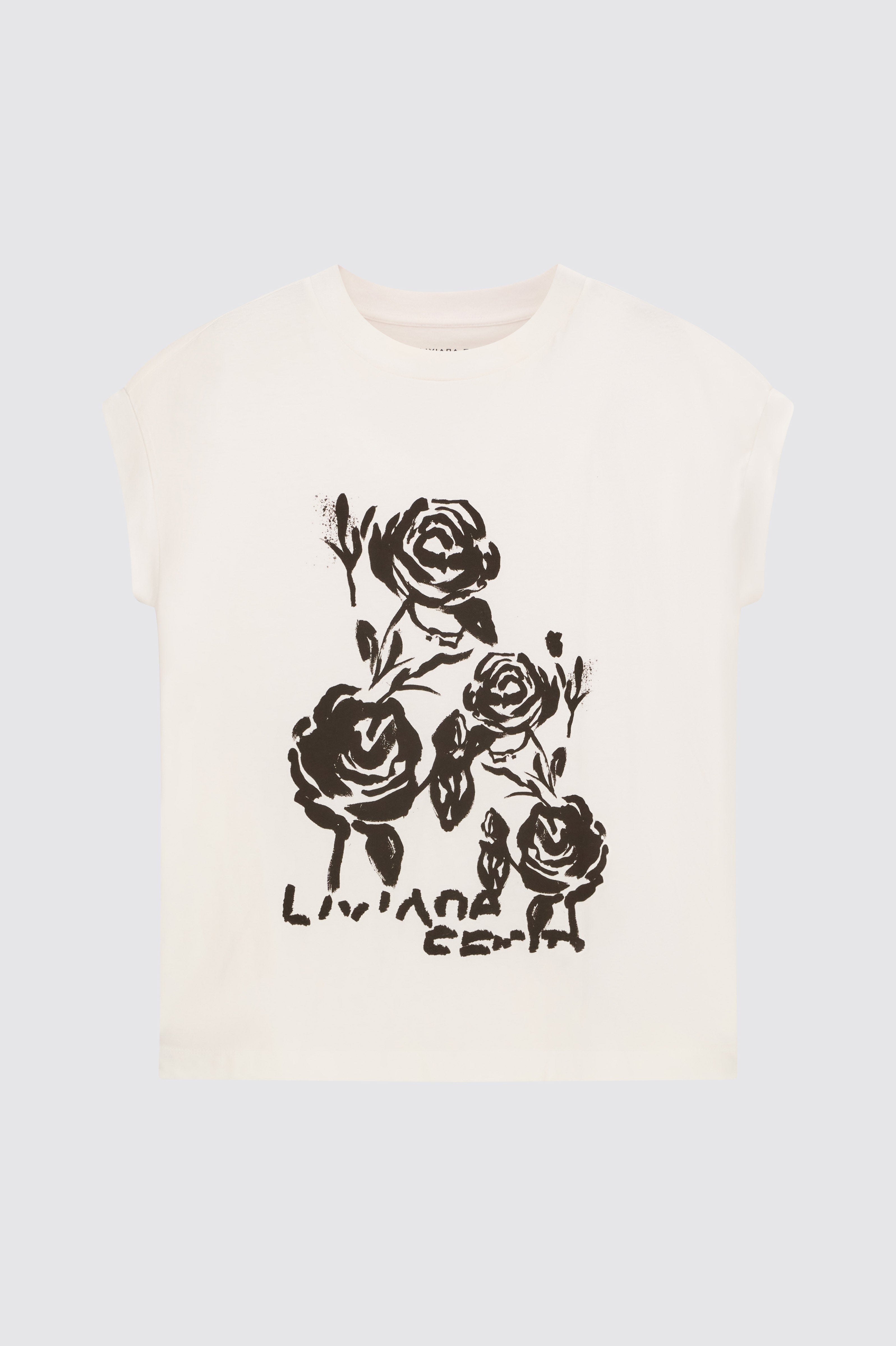 Liviana Conti Nayra t-shirt coton blanc imprimé roses