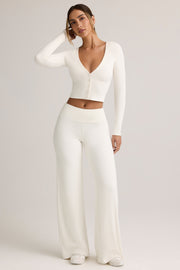 Oh Polly Kiva gilet court blanc côtelé modal boutons