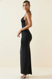 Oh Polly Devika robe maxi noire dos nu jersey