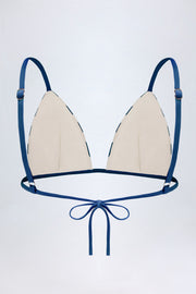 Oh Polly Montauk haut bikini triangle bleu marine rayé