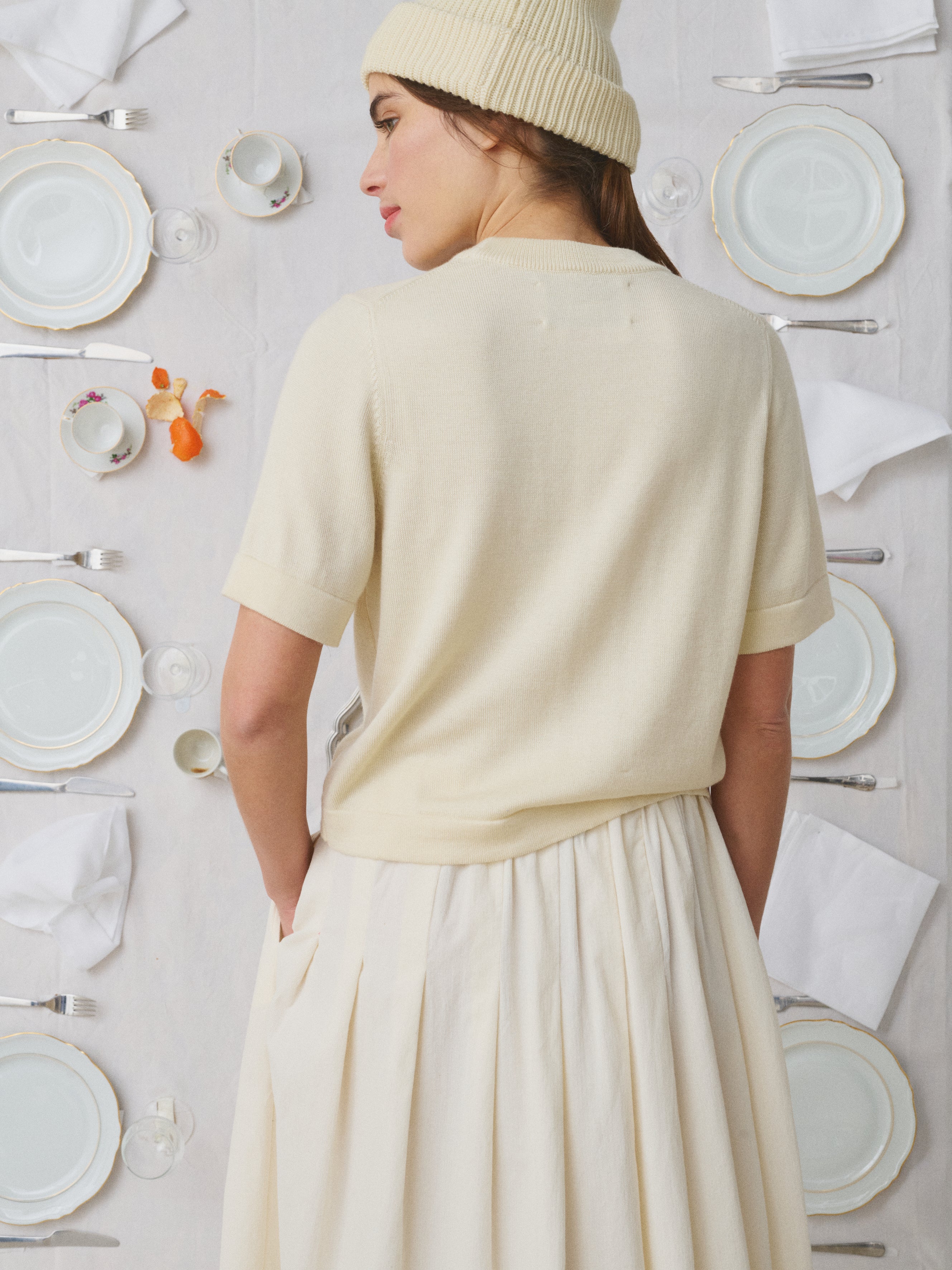 Mii à table Axelle pull laine soie blanc cassé taille S