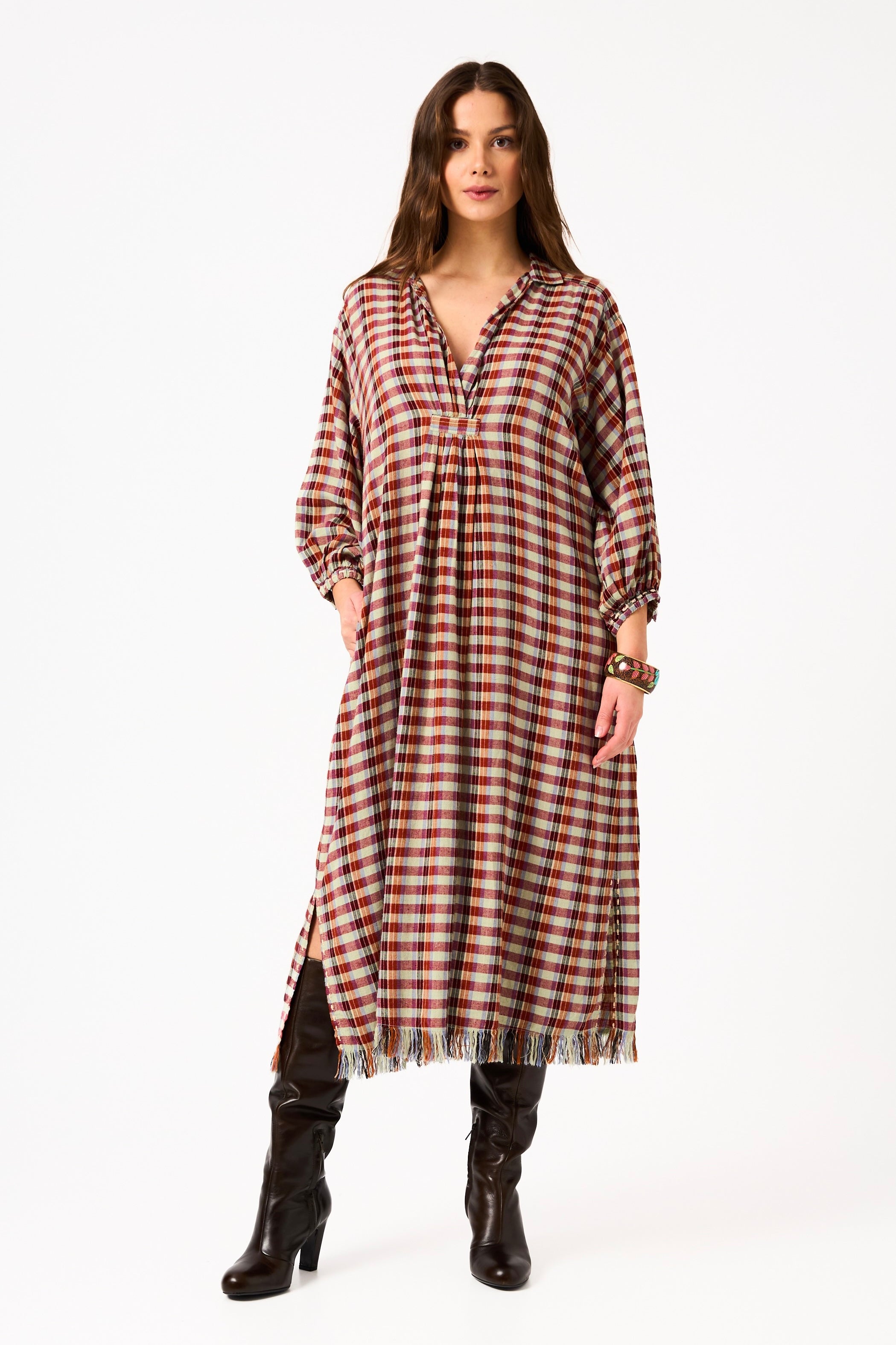 CHICOSOLEIL Bonita robe calzedoni check XS-XL coton main
