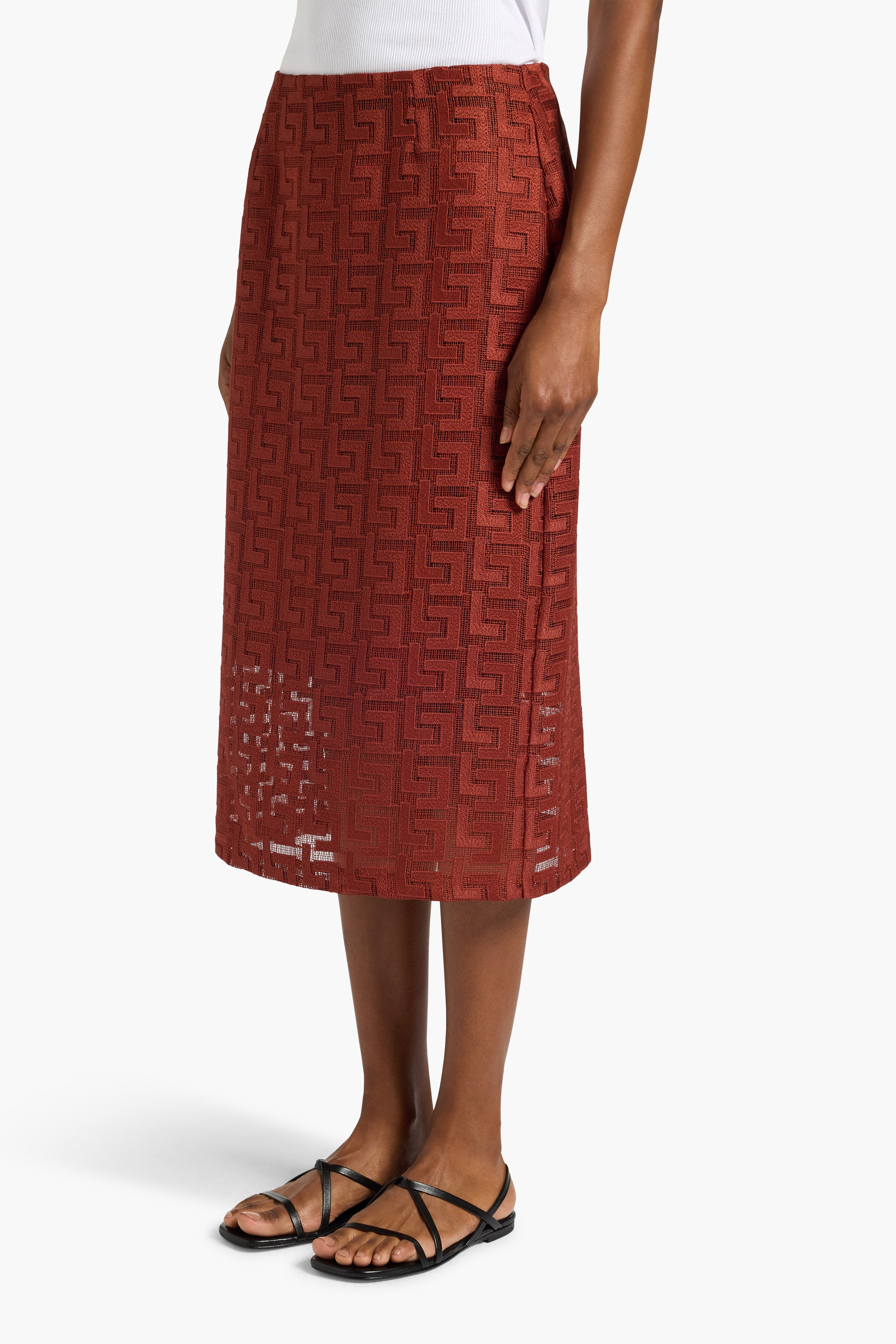 Liviana Conti Faurelle jupe midi cannelle macramé