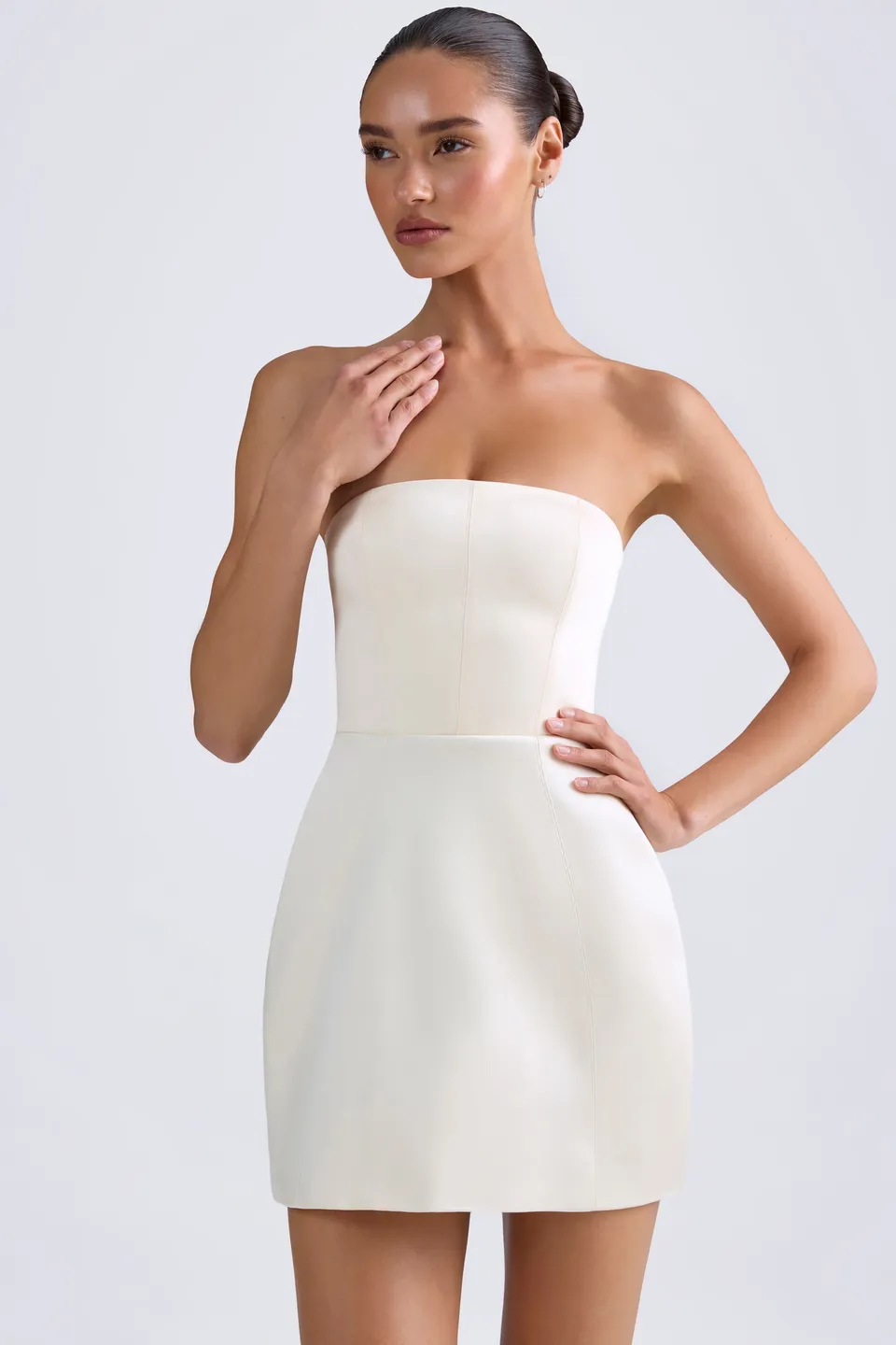 Oh Polly Haisley Robe Bustier Ivoire Satin Corset