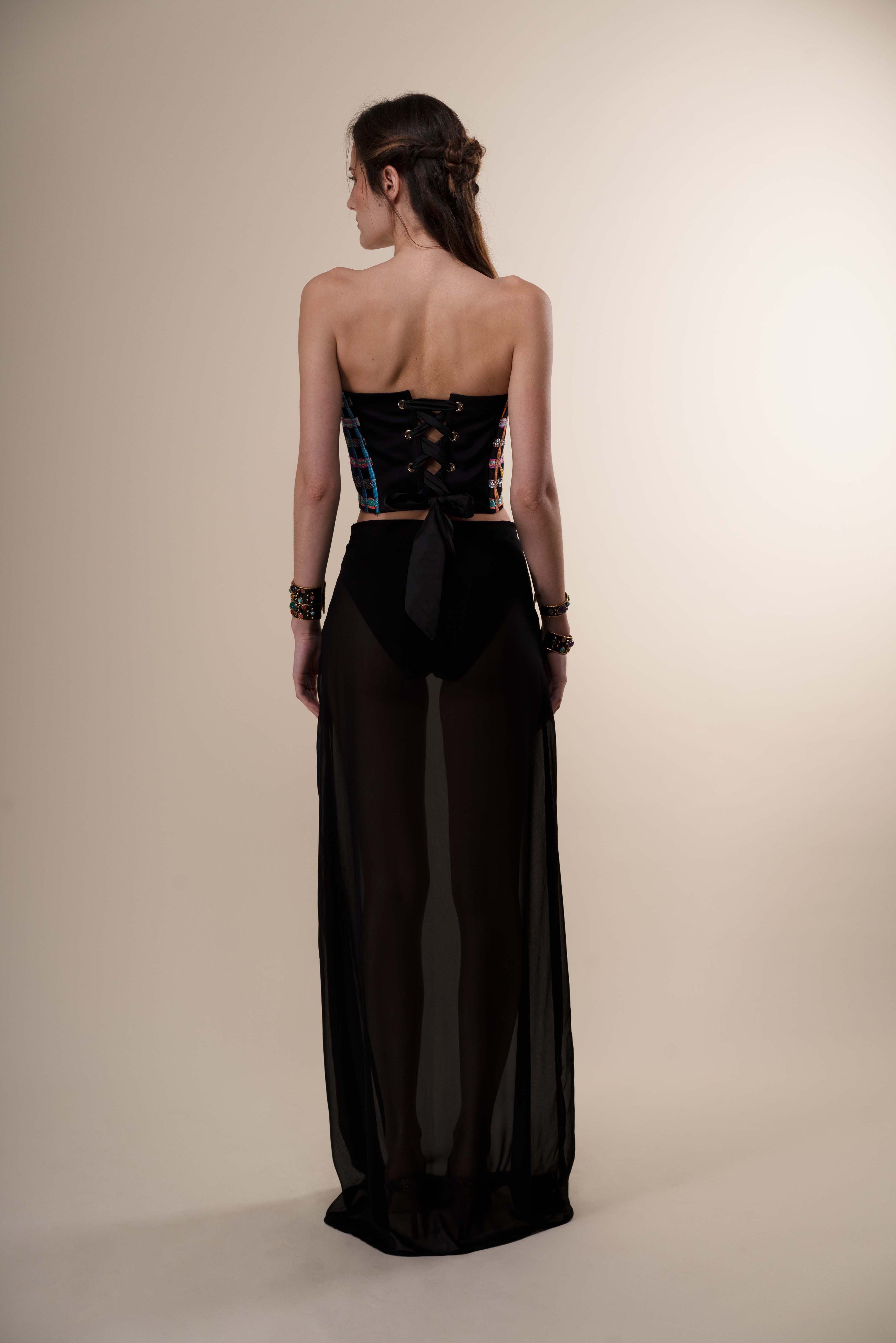 The Ethiquette Coco bustier jacquard satin Medusa