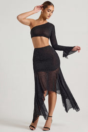 Oh Polly Soustans 8098 jupe longue noire strass mouchoir