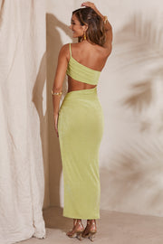 Oh Polly Ishtar 5715 robe longue verte une épaule