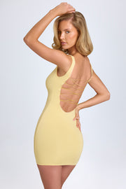 Oh Polly Aoife robe mini bodycon jaune pastel dentelle