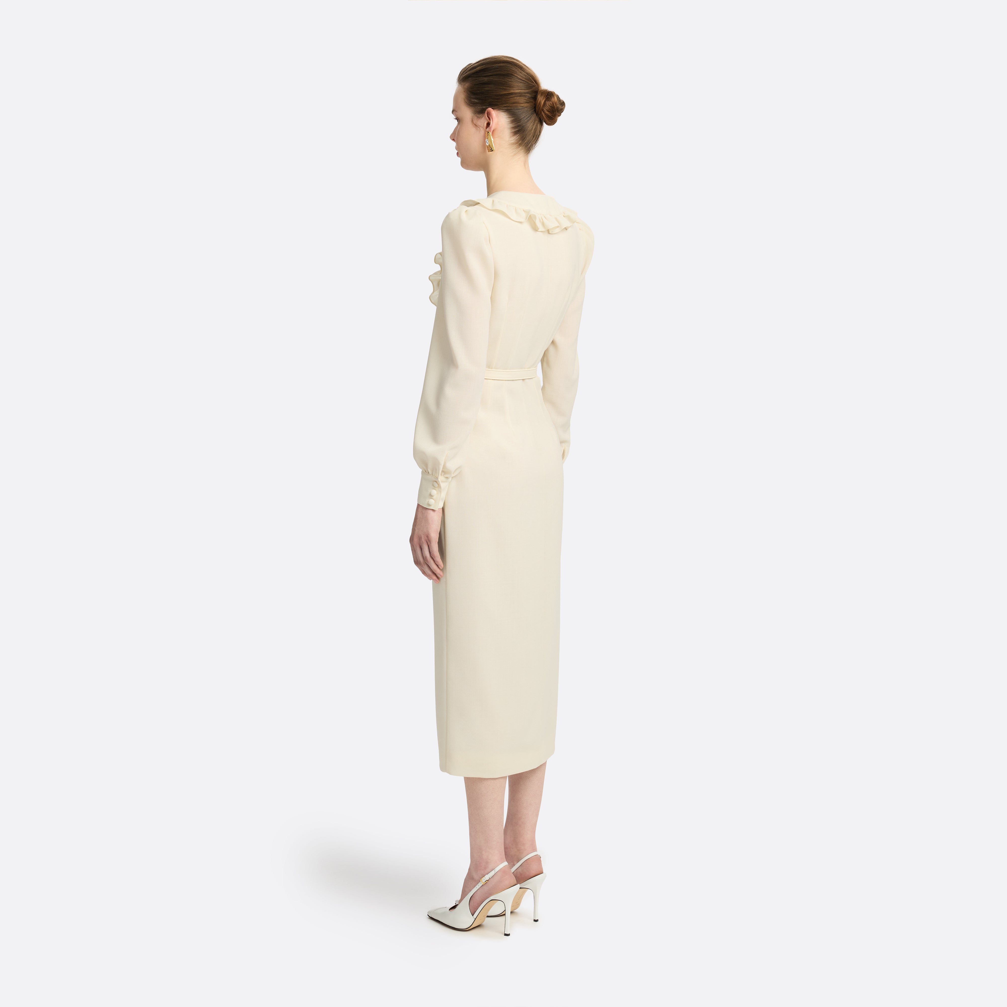 Alessandra Rich Dresses Light Wool Robe midi vanilla col V