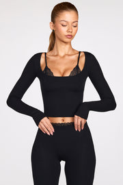 Oh Polly Base Layers Margaux 15823 top manches longues noir dentelle
